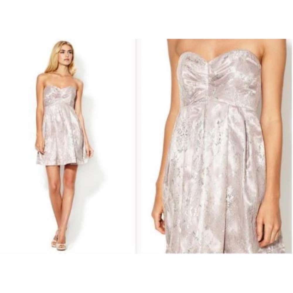 Elegant Strapless Silver/Taupe Dress by Jill Stuart
